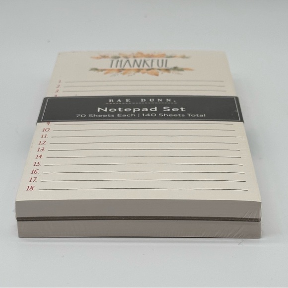 Rae Dunn Notepad Set THANKFUL/GRATEFUL Autumn Leaves - Picture 2 of 5
